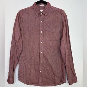 Frank and Oak Jasper oxford buttons down shirt in red size medium